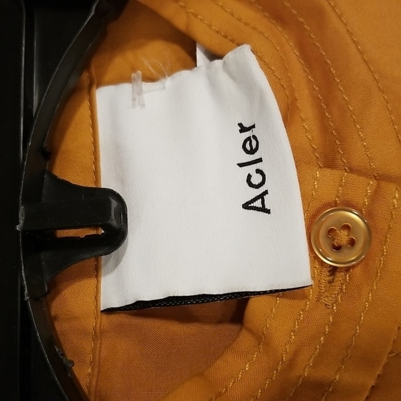 💕ACLER💕 Lewis Shirt Dress ~ 100% Colton Puff Sleeves Mini Dark Gold US 2 - Picture 12 of 14